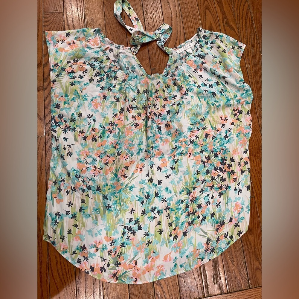 LC Lauren Conrad Floral Blouse with Pastel Hues